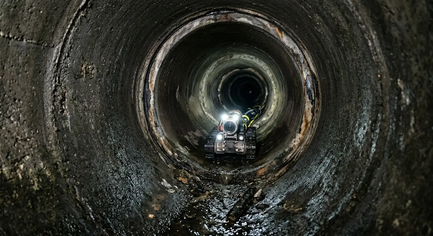 Robotic sewer camera inspecting pipe interior for Sewer Line Cleaning in Hyde Park